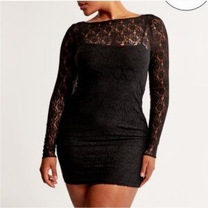 Abercrombie Long-Sleeve Lace Mini Dress - medium petite